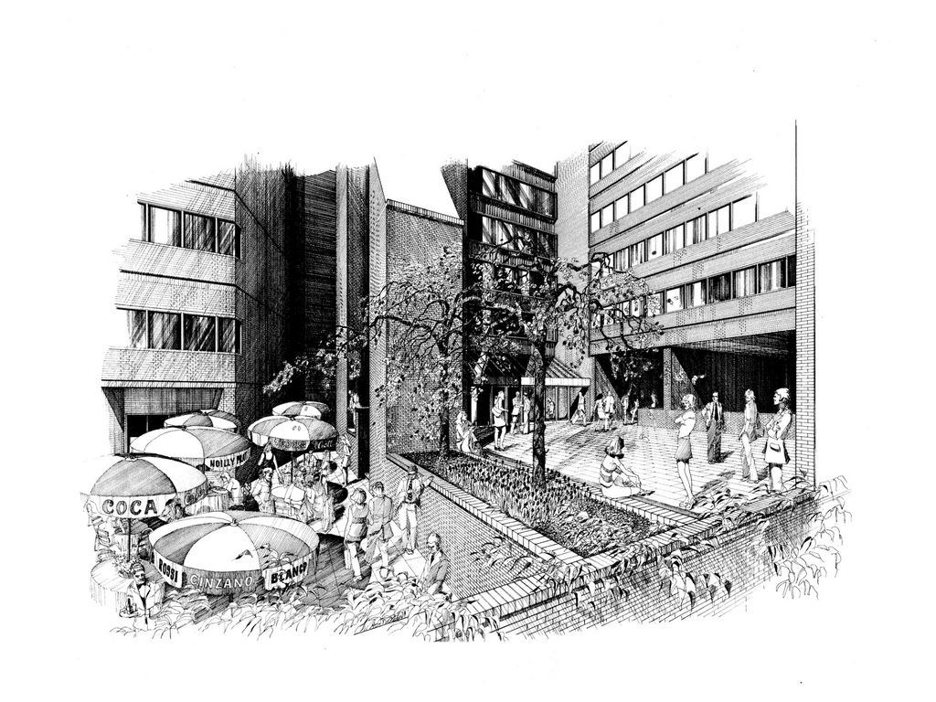 04-Sketch of Restaurant Patio & Entrance Court